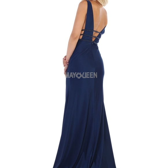 Open back formal gown sexy side slit a786 - Picture 4 of 8